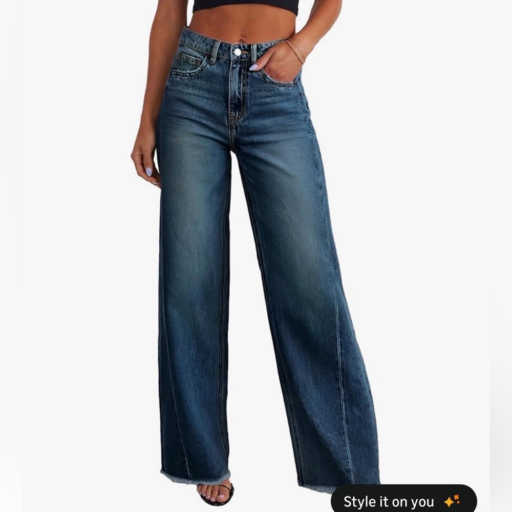 Women's Blue Wide-Leg Jeans